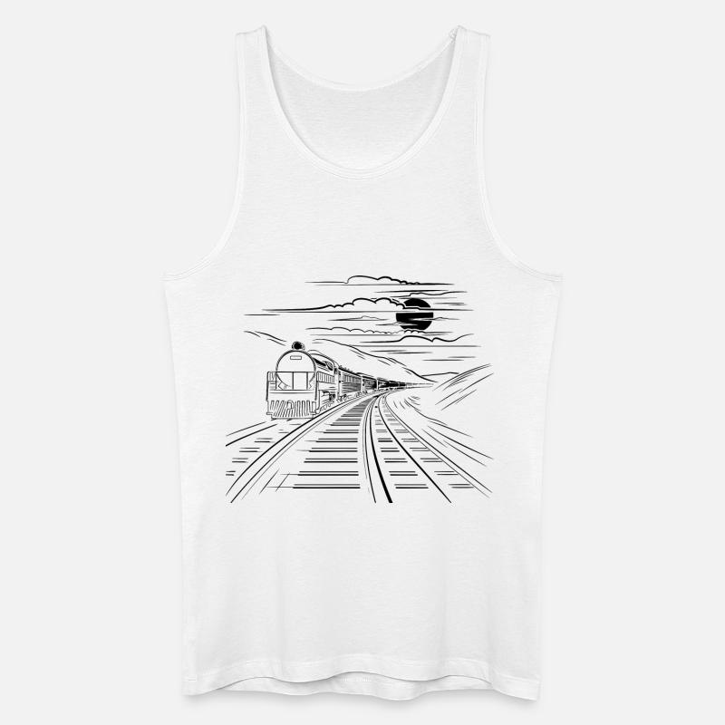 Eisenbahn Zeichnung - Männer Bio Tank Top - Weiß