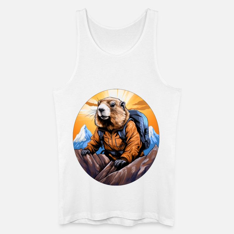 Murmeltier Bergsteiger / Wandern Murmeltiere - Männer Bio Tank Top - Weiß