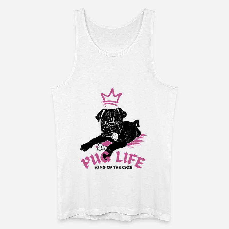 Pug Life – Mops mit Krone - Männer Bio Tank Top - Weiß