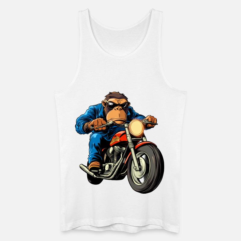 Motorradfahrer Affe - Männer Bio Tank Top - Weiß