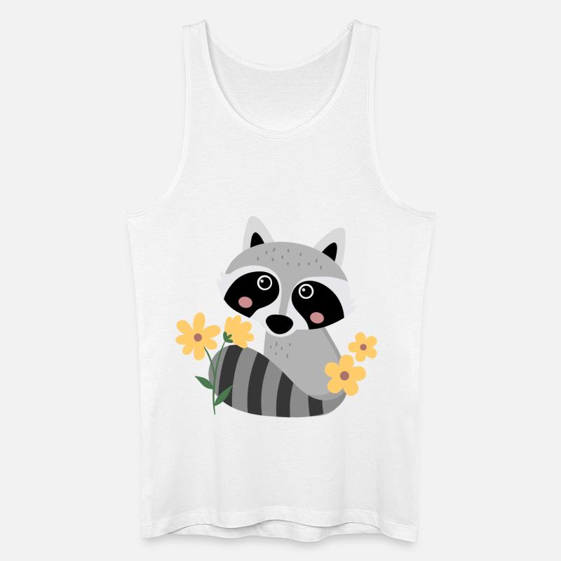 Kleiner Waschbär mit Blumen - Männer Bio Tank Top - Weiß
