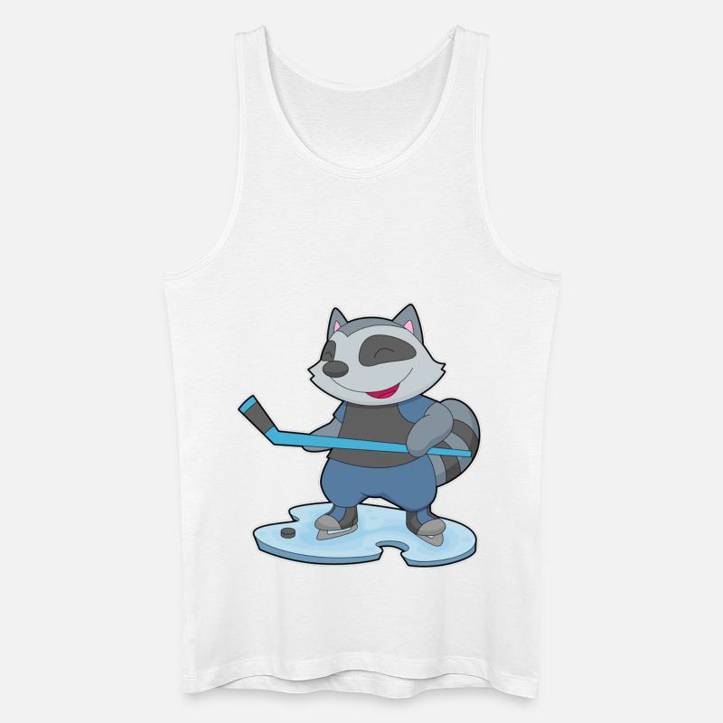 Waschbär Eishockey Eishockeyschläger - Männer Bio Tank Top - Weiß