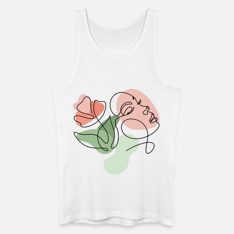 Minimalistisches Blumen-Liniendesign - Männer Bio Tank Top - Weiß