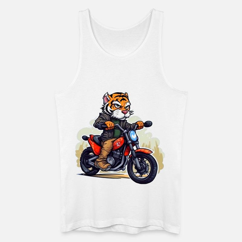 Tiger Motorradfahrer - Männer Bio Tank Top - Weiß