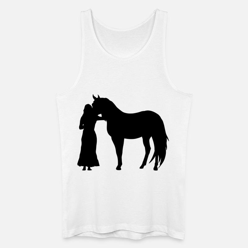 Frau mit Pferd - Männer Bio Tank Top - Weiß