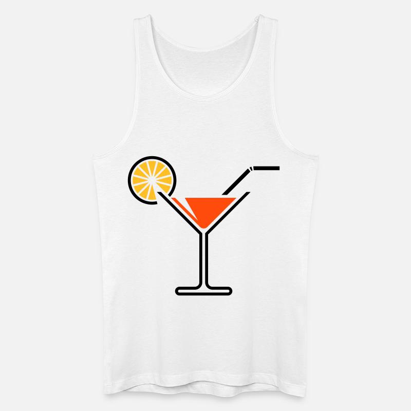Cocktail / Cocktailglas / Martini + (Orange) - Männer Bio Tank Top - Weiß