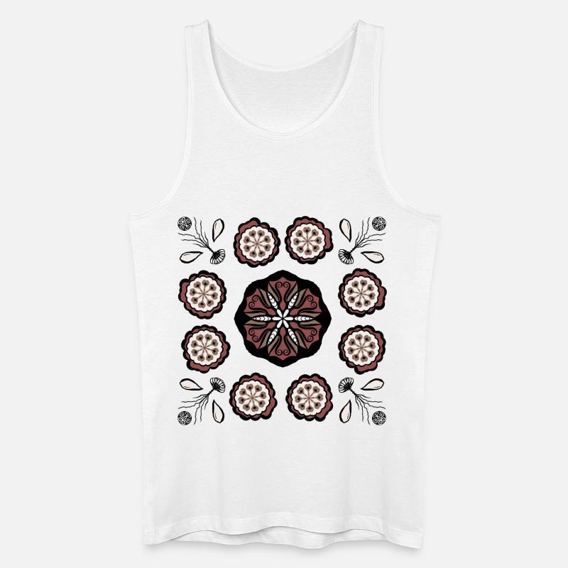 Dunkles Blütenmandala Muster - Männer Bio Tank Top - Weiß