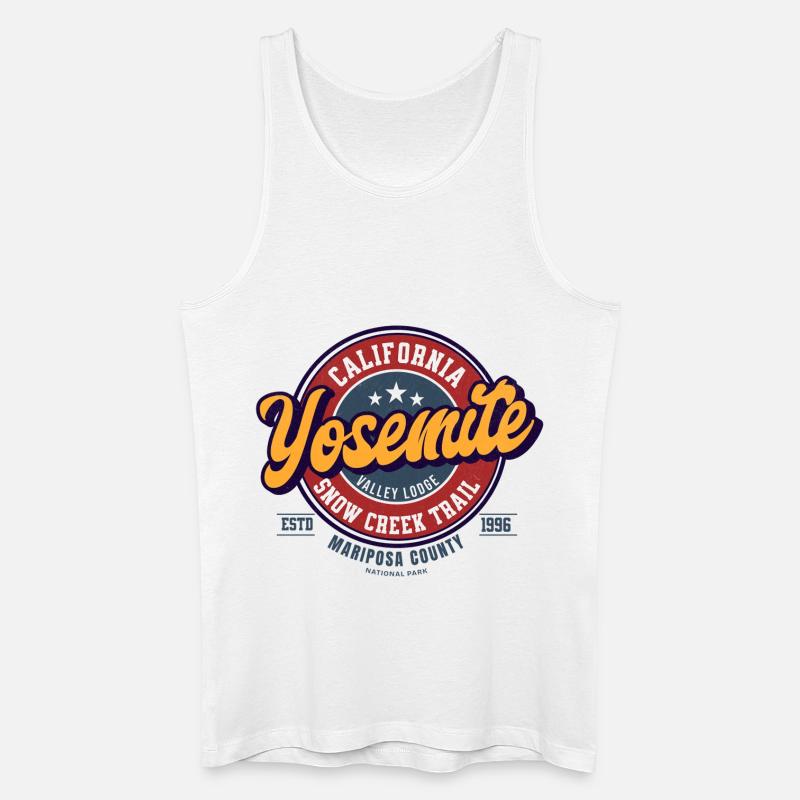 Yosemite Valley Lodge Abzeichen-Design - Männer Bio Tank Top - Weiß