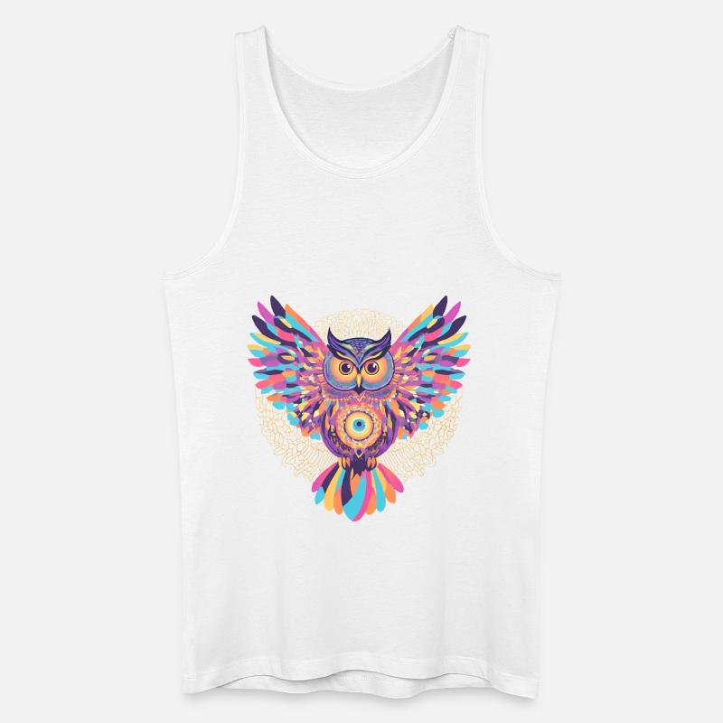 Regenbogenmandala-Eule - Männer Bio Tank Top - Weiß