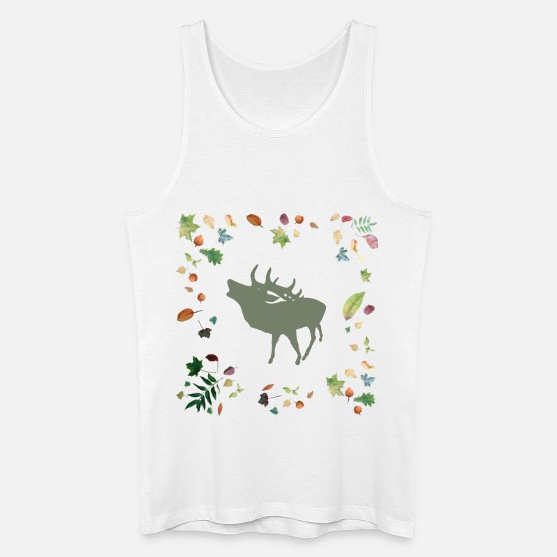 Hirsch mit Herbstlaub - Männer Bio Tank Top - Weiß
