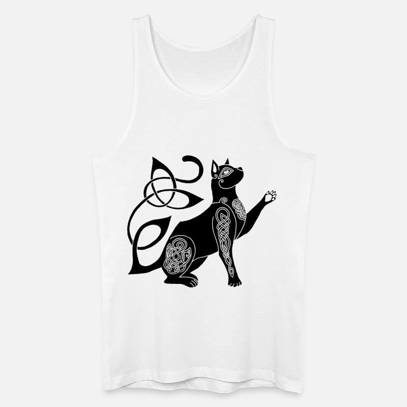Keltische Schwarze Katze - Männer Bio Tank Top - Weiß