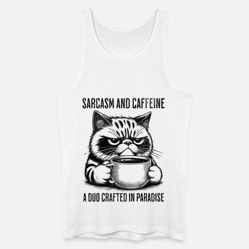 Sarkasmus und Koffein - Männer Bio Tank Top - Weiß