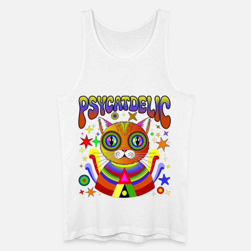 PSYCATDELIC - Männer Bio Tank Top - Weiß