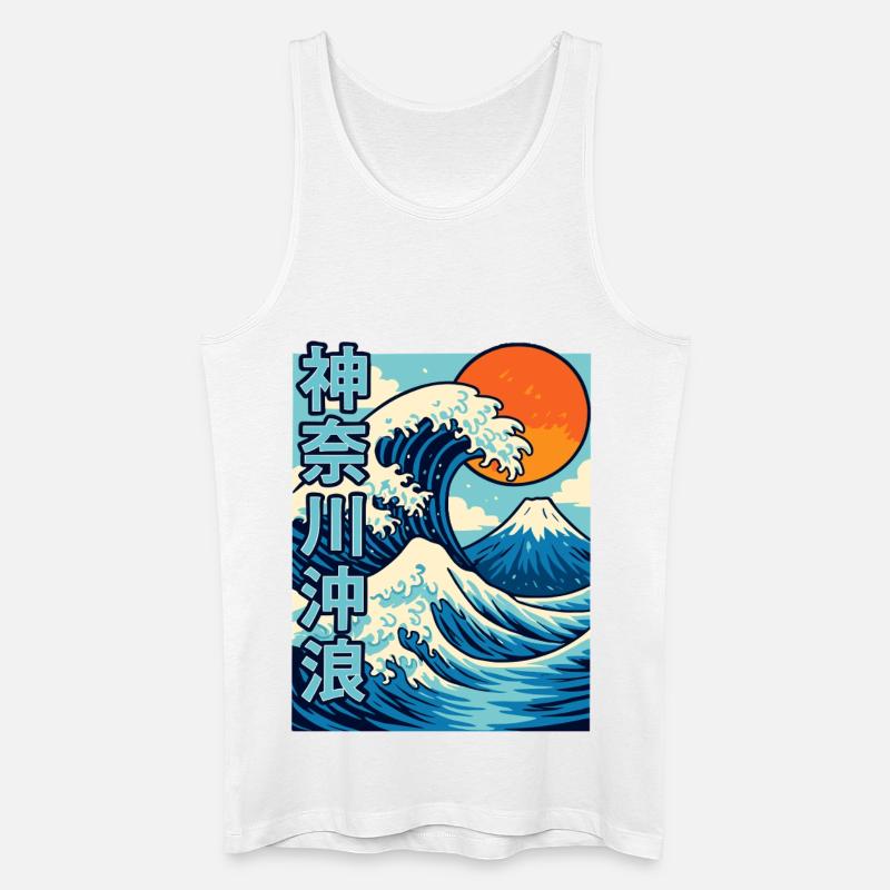 Große Welle Kanagawa Comic Stil - Männer Bio Tank Top - Weiß