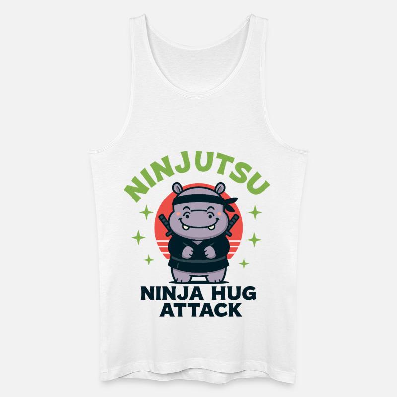 Ninja Kuschel Hippo - Männer Bio Tank Top - Weiß