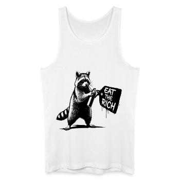 Raccoon Sprayer - EAT THE RICH - Men’s Organic Tank Top - white - Front