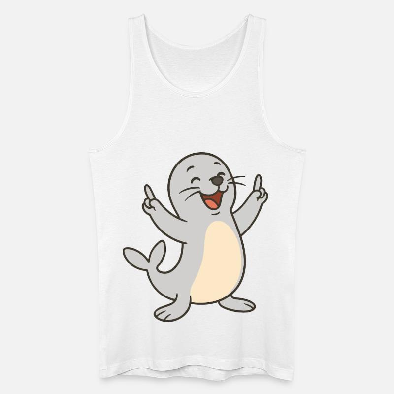 Fröhliche Robbe - Männer Bio Tank Top - Weiß
