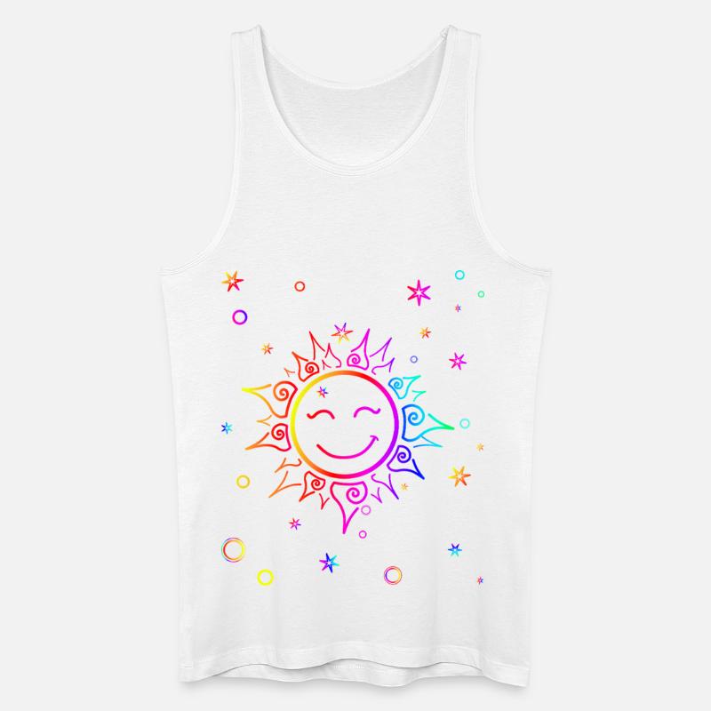 lächelnde Sonne Farbverlauf Regenbogen - Männer Bio Tank Top - Weiß