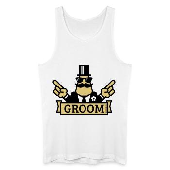Pointing Groom (Stag Night / Bachelor Party / 2C) - Men’s Organic Tank Top - white - Front