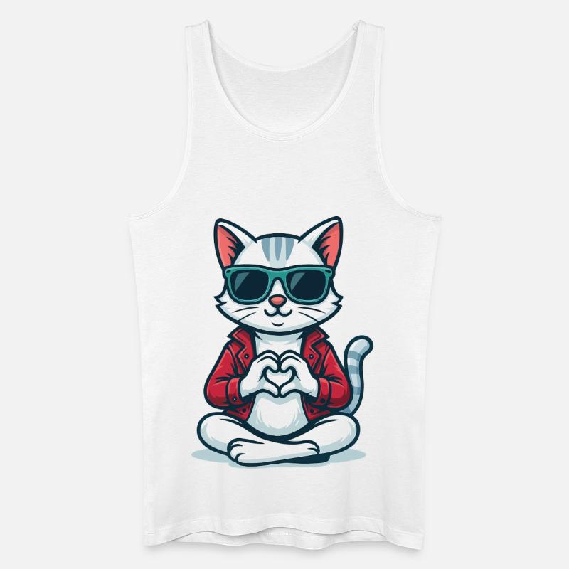 Heartbeat Kitty - Männer Bio Tank Top - Weiß