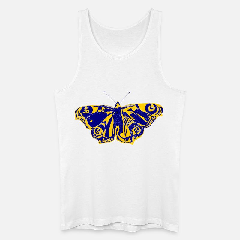 Blaugelber Schmetterling – Symbol der Leichtigkeit - Männer Bio Tank Top - Weiß