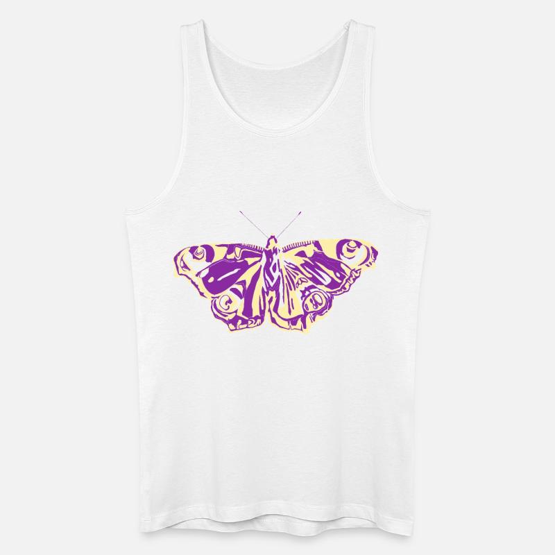 Lila-Gelber Schmetterling - Männer Bio Tank Top - Weiß
