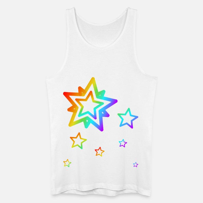 Bunte Sterne Sternschnuppe Regenbogen Farbverlauf - Männer Bio Tank Top - Weiß