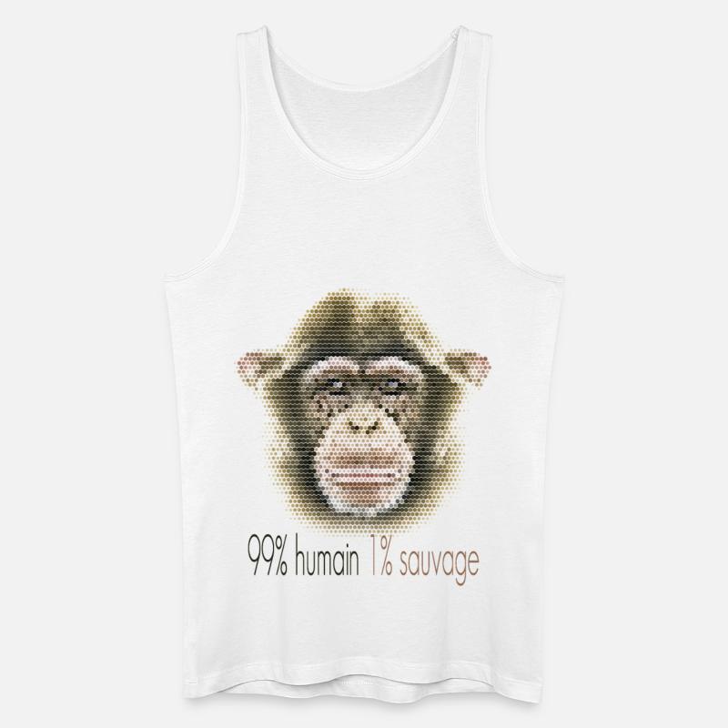 Schimpansengesicht – 99% Mensch 1% Wild - Männer Bio Tank Top - Weiß