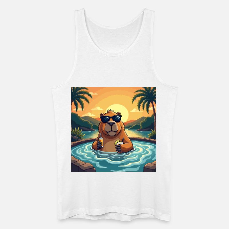 Chillbara Vibes - Capybara im Chillmodus - Männer Bio Tank Top - Weiß
