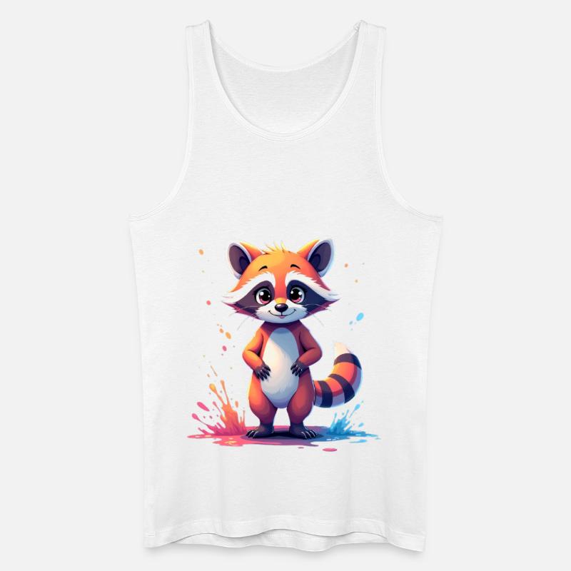 Niedliches Waschbär-Design mit Farbklecks - Männer Bio Tank Top - Weiß
