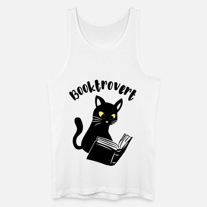Booktrovert Katze mit Buch - Männer Bio Tank Top - Weiß