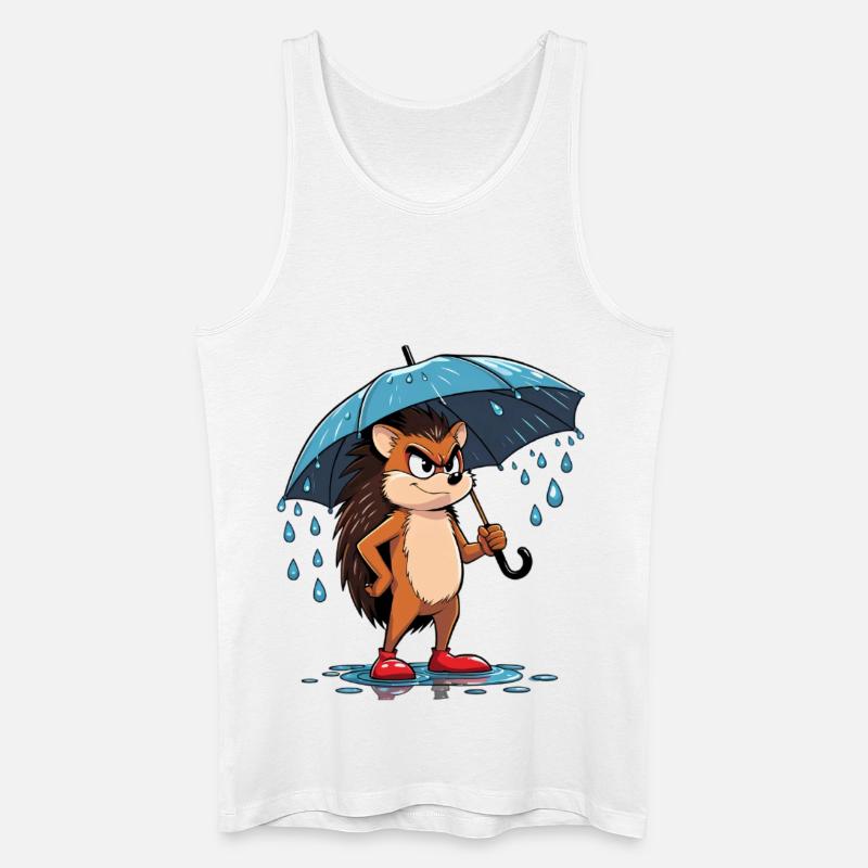 Cartoon Igel mit Regenschirm - Männer Bio Tank Top - Weiß