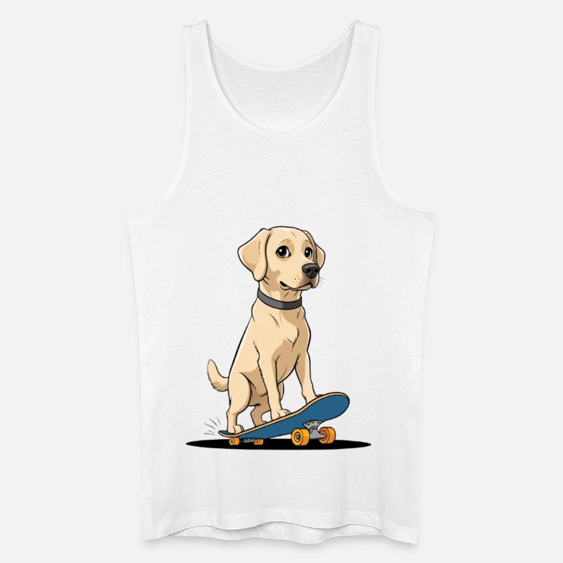 Labrador auf Skateboard Illustration - Männer Bio Tank Top - Weiß