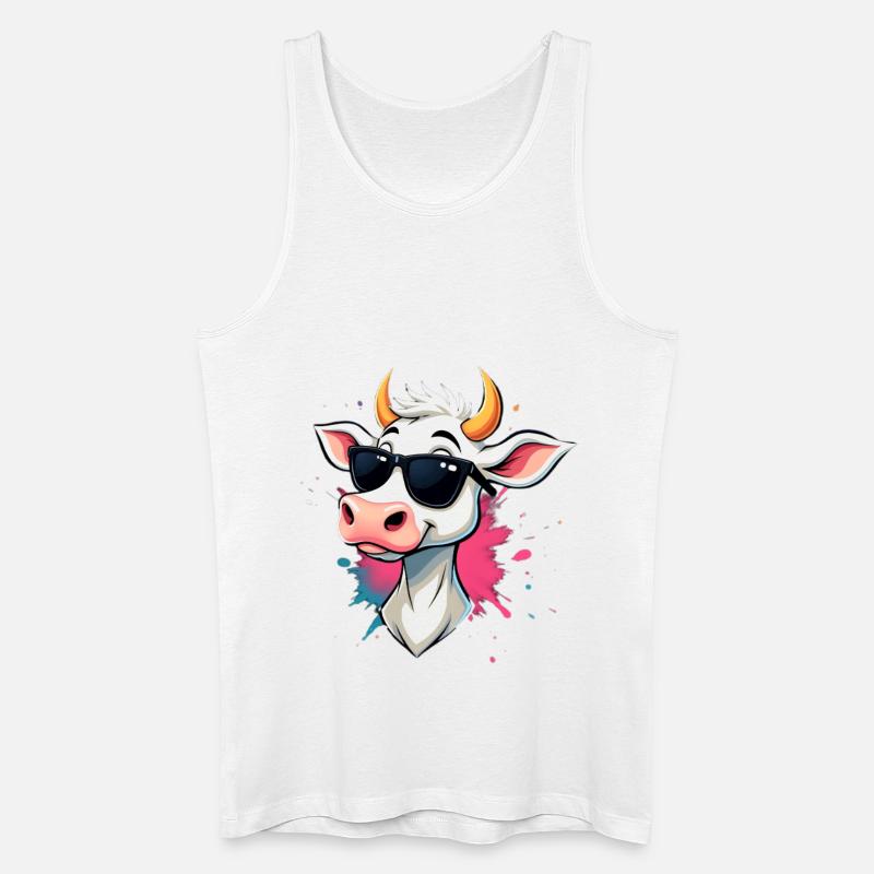 Chillen mit Sonnenbrille Kuh - Männer Bio Tank Top - Weiß