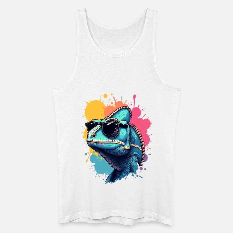 Cooles Chamäleon mit Sonnenbrille - Männer Bio Tank Top - Weiß