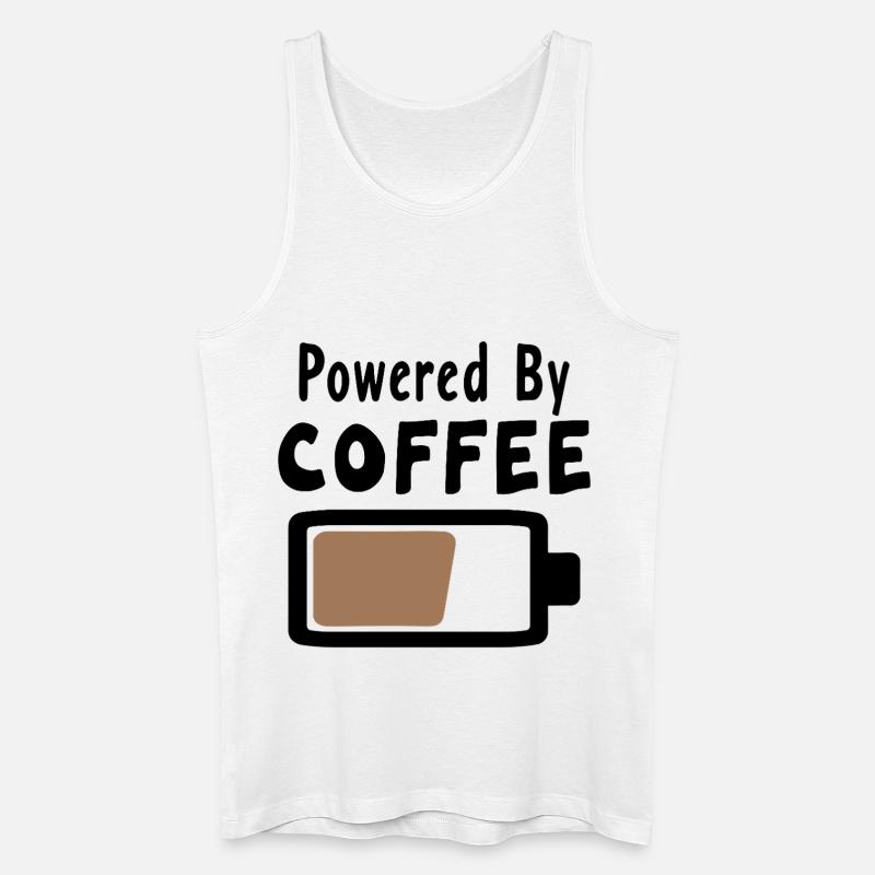 Powered By Coffee - Kaffee Statement Spruch - Männer Bio Tank Top - Weiß