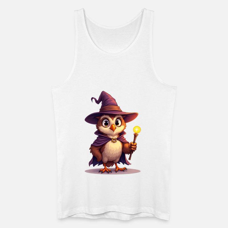 Zauberhafter Eulen-Zauberer mit Zauberstab - Männer Bio Tank Top - Weiß