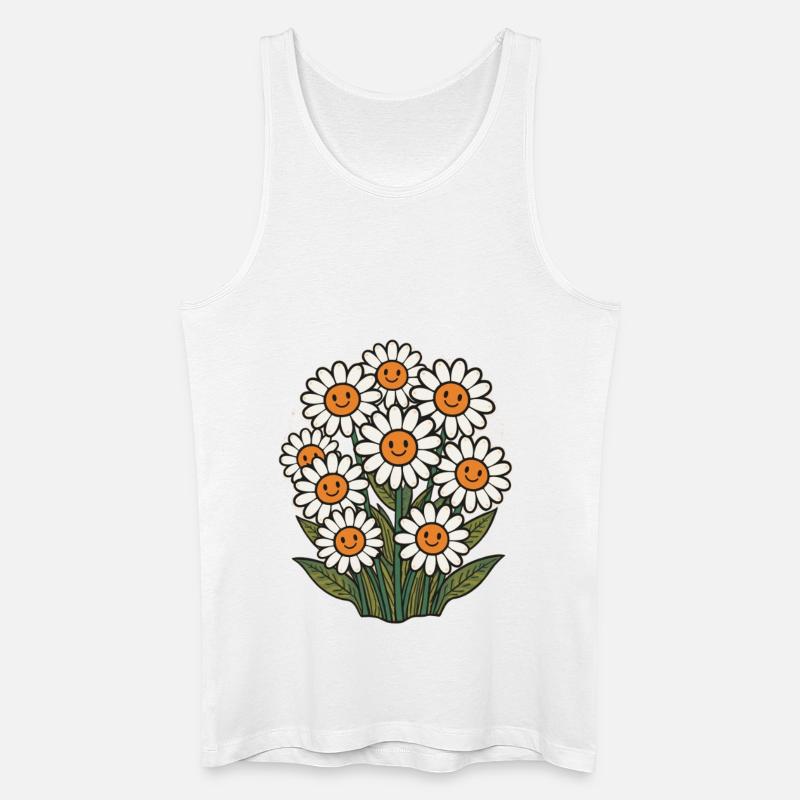 Fröhliche Blumen mit Smileys - Männer Bio Tank Top - Weiß