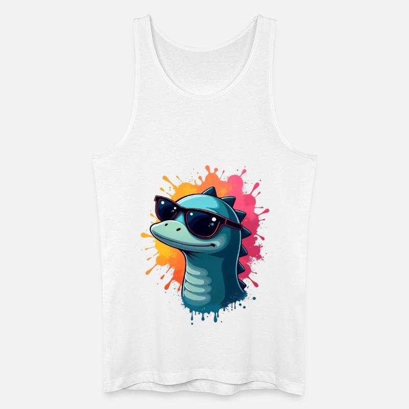 Cool Dino mit Sonnenbrille - Männer Bio Tank Top - Weiß