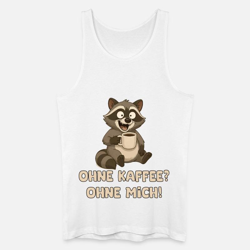 Waschbär mit Kaffeetasse Spruch - Männer Bio Tank Top - Weiß