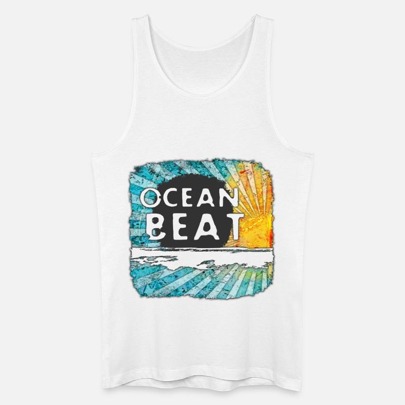 Conception de coucher de soleil océanique - Débardeur bio Homme - blanc