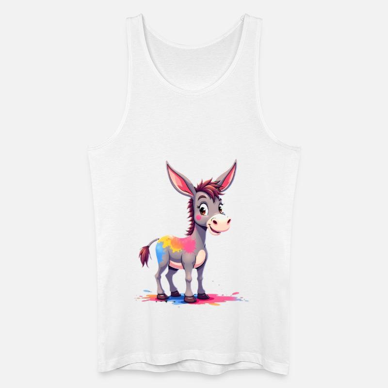 Bunter Farbklecks Esel - Männer Bio Tank Top - Weiß