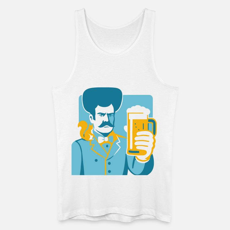 Retro Held mit Bierglas Motiv - Männer Bio Tank Top - Weiß