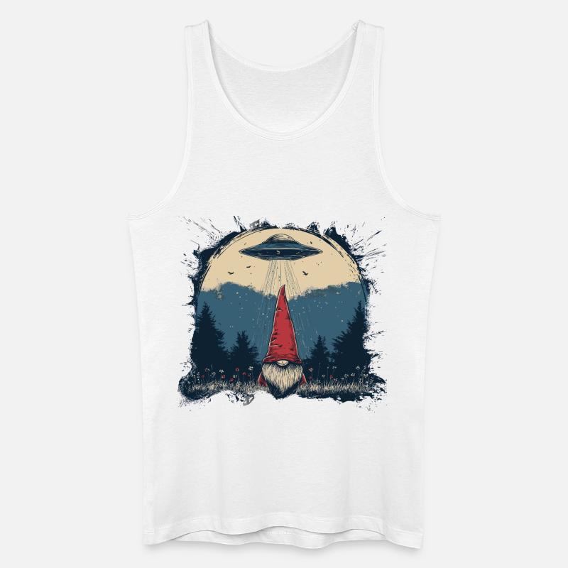 Gartenzwerg und UFO - Männer Bio Tank Top - Weiß