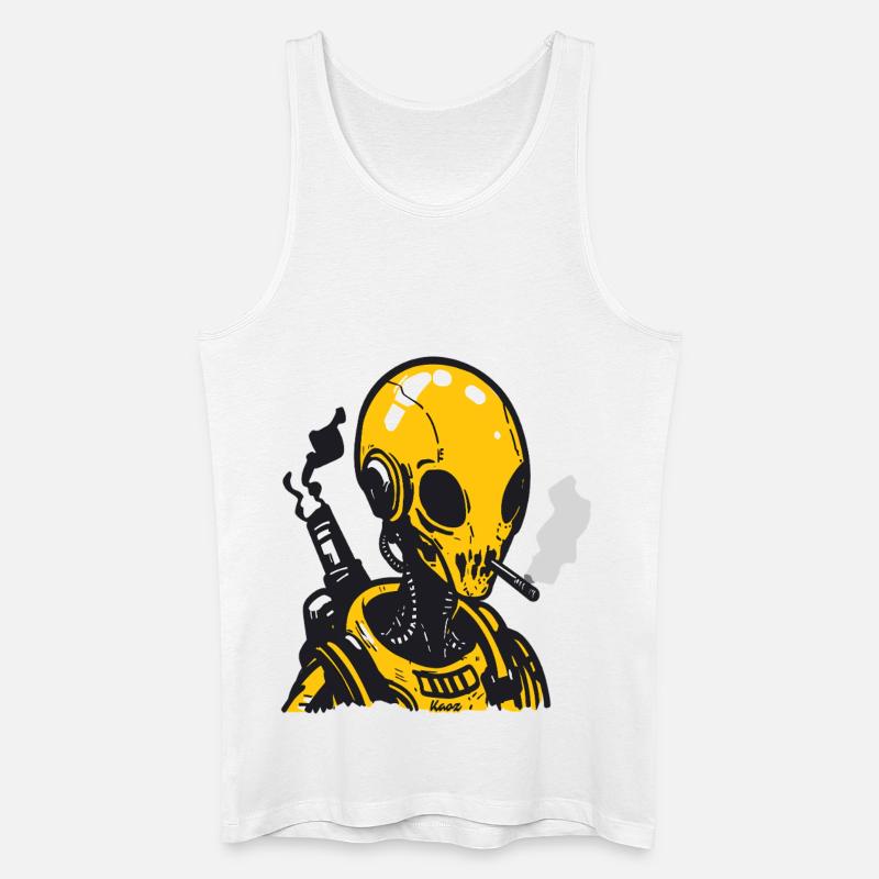 Futuristisches Schädel Astronaut Design - Männer Bio Tank Top - Weiß