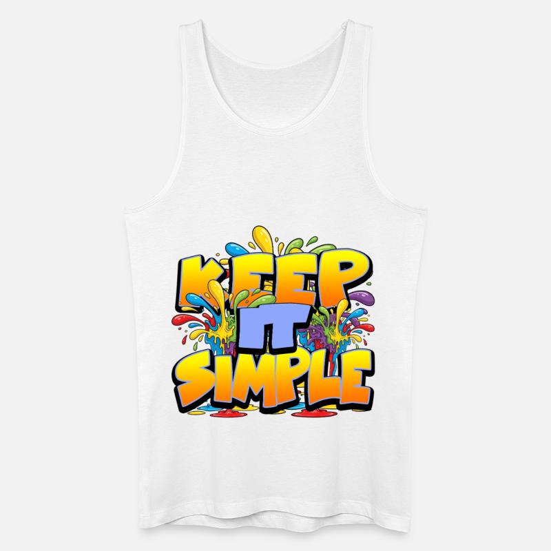 Bunter Slogan Keep it Simple - Männer Bio Tank Top - Weiß