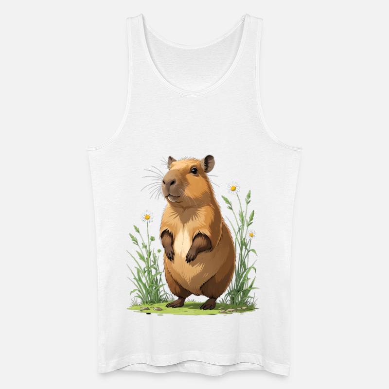 Capybara im Margeriten Blumenfeld - Männer Bio Tank Top - Weiß