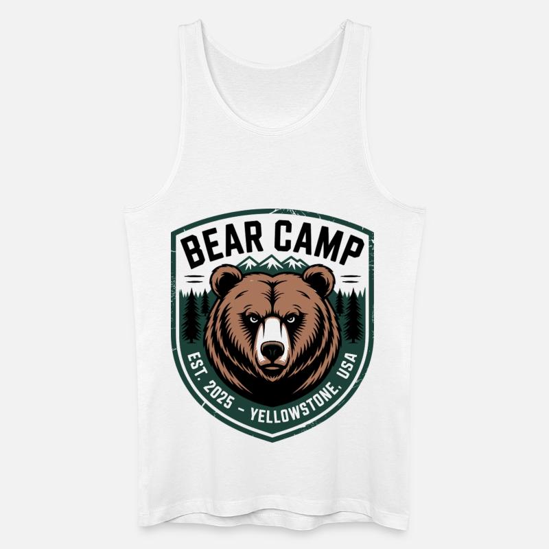 Bear Camp Patch, Yellowstone, USA - Männer Bio Tank Top - Weiß