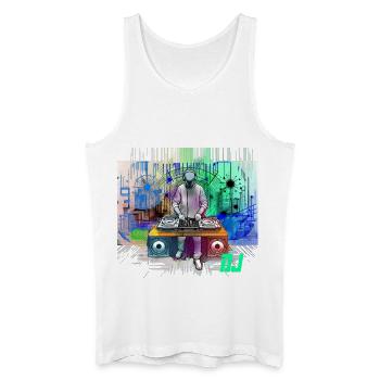 Dynamischer DJ mit bunten Techno-Designs - Männer Bio Tank Top - Weiß - Vorne