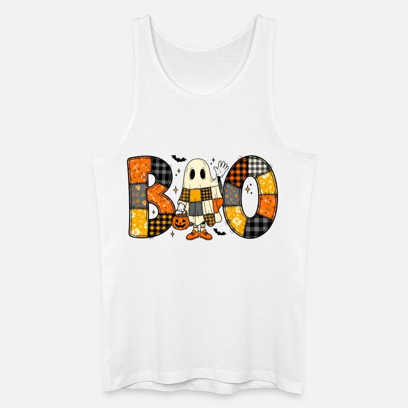 Ghost Halloween Patchwork Boo - Männer Bio Tank Top - Weiß